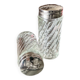 Vintage glass salt shaker and pepper shaker