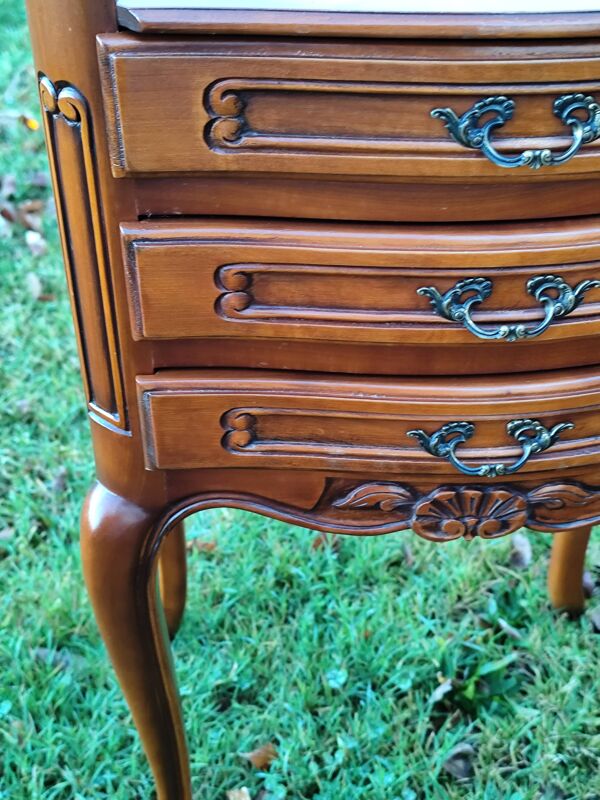 Paire de tables de chevets louis XV merisier - 3 tiroirs chevet