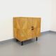 Vintage rattan, wood and metal storage cabinet from the 60s