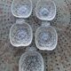 5 vintage transparent molded glass pineapple cups