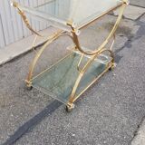Vintage golden and glass kitchen trolley