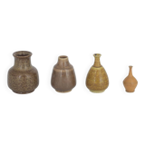 Small Mid-Century Scandinavian Modern Collectible Brown Stoneware Vase by Gunnar Borg, Set of 4