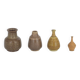 Small Mid-Century Scandinavian Modern Collectible Brown Stoneware Vase by Gunnar Borg, Set of 4
