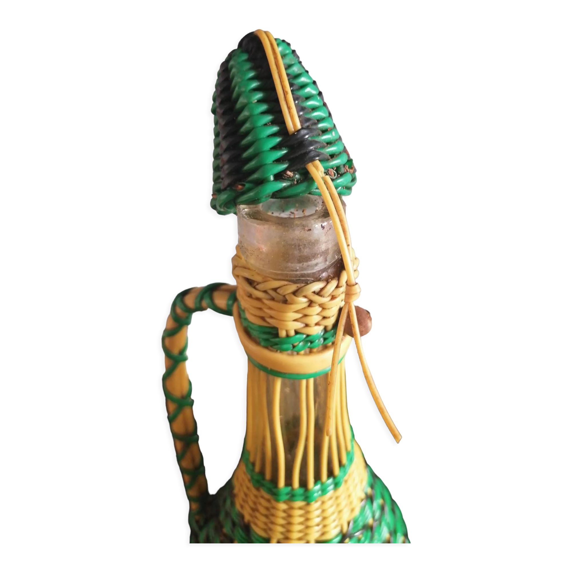 Bottle carafe scoubidou 1950 60