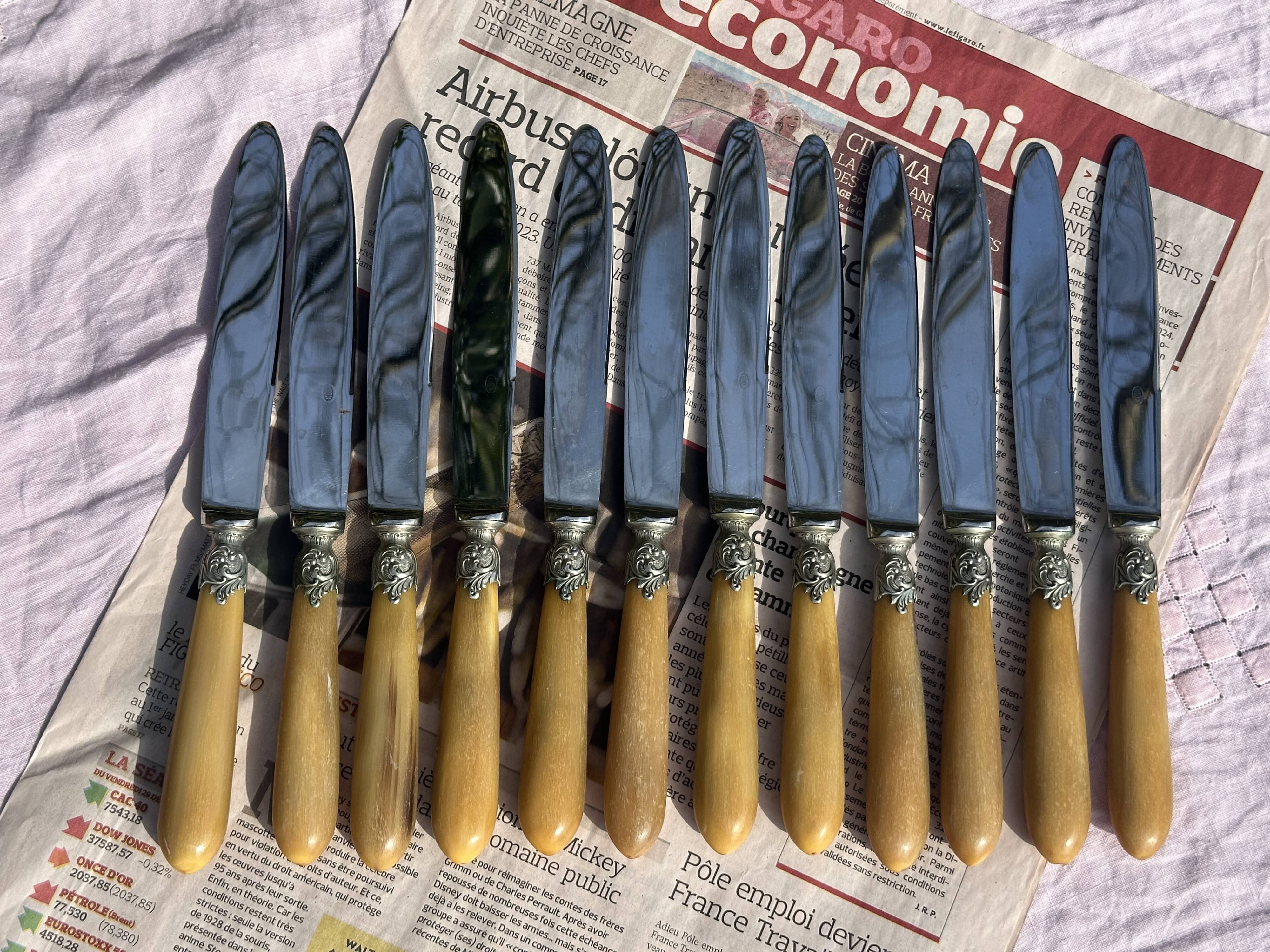 Set of 12 Antique Art Nouveau Table Knives - Tableware