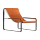 Contemporary Minimalist Chaise Longue in Black Steel and Natural Tobacco Leather