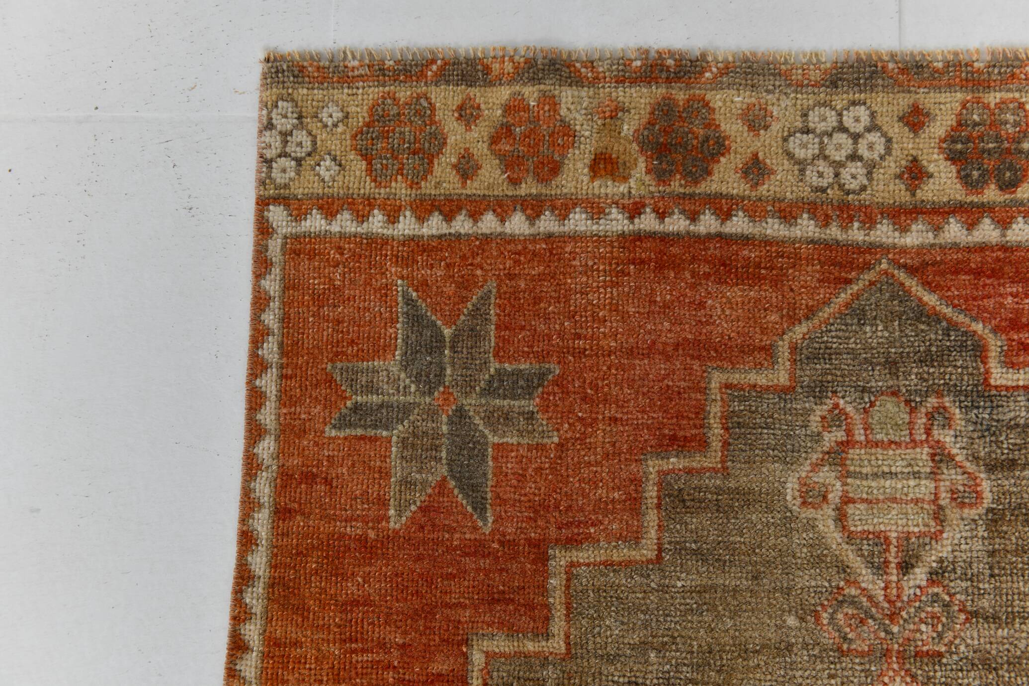 3x12 shades of brunt orange oushak runner rug