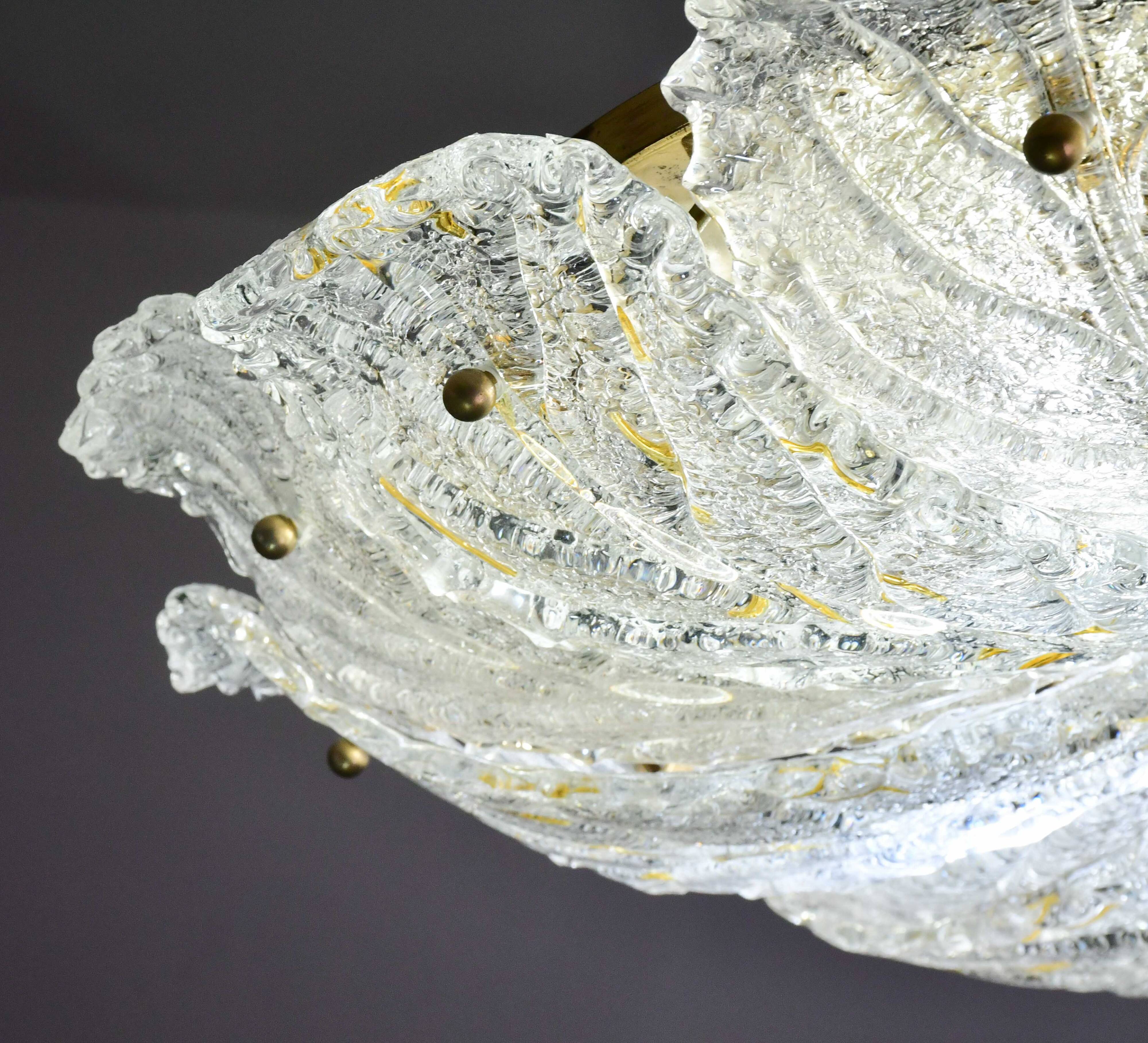 Splendid large size Italian Murano glass yellow and transparent ceiling light