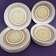 Set 11 plates Gien France model Etna spirals bohemian retro 1970