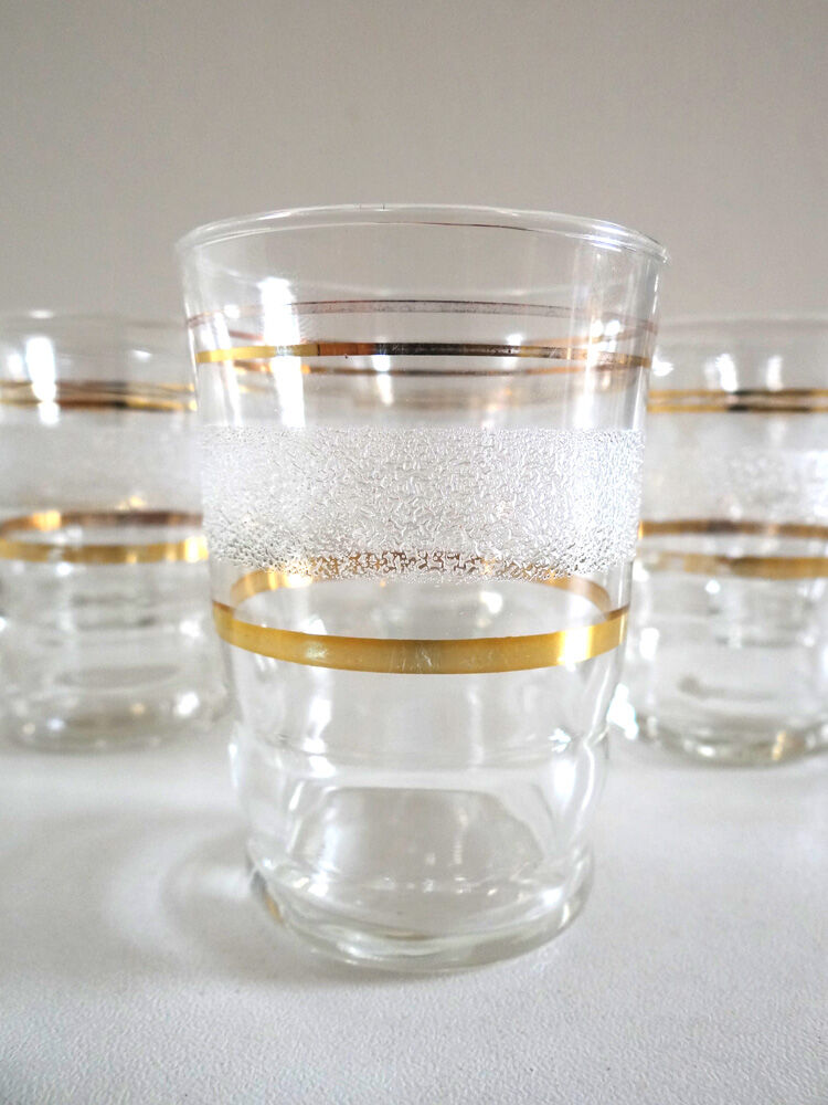 Série de 10 verres années 50 granités et dorés