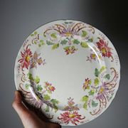4 antique dessert plates Longchamp Daisies ironstone polychrome