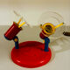 Brilliant Red & Blue Vintage Ceiling Light 1980s Germany