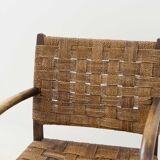 Wooden and rope bridge armchair, 1960
