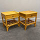 Pair of vintage bamboo & wood nightstands with drawer, 1970s