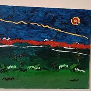 Abstract painting, oil on canvas by Simone Ciani, 20th century
