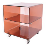 Side table or bedside table in smoked plexiglass by Michel Dumas, 1970s