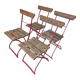 Set of 4 folding chairs for old bistro, guinguette, brasserie