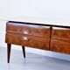 Italian Midcentury Sideboard in Rosewood, Carrara Marble and Brass