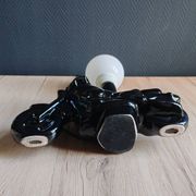 Vintage black ceramic motorcycle table lamp | Harley Davidson style