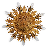 Floral ceiling light in gilded metal, Banci Firenze, Italy, 1970.