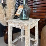 Old wooden stool with square seat