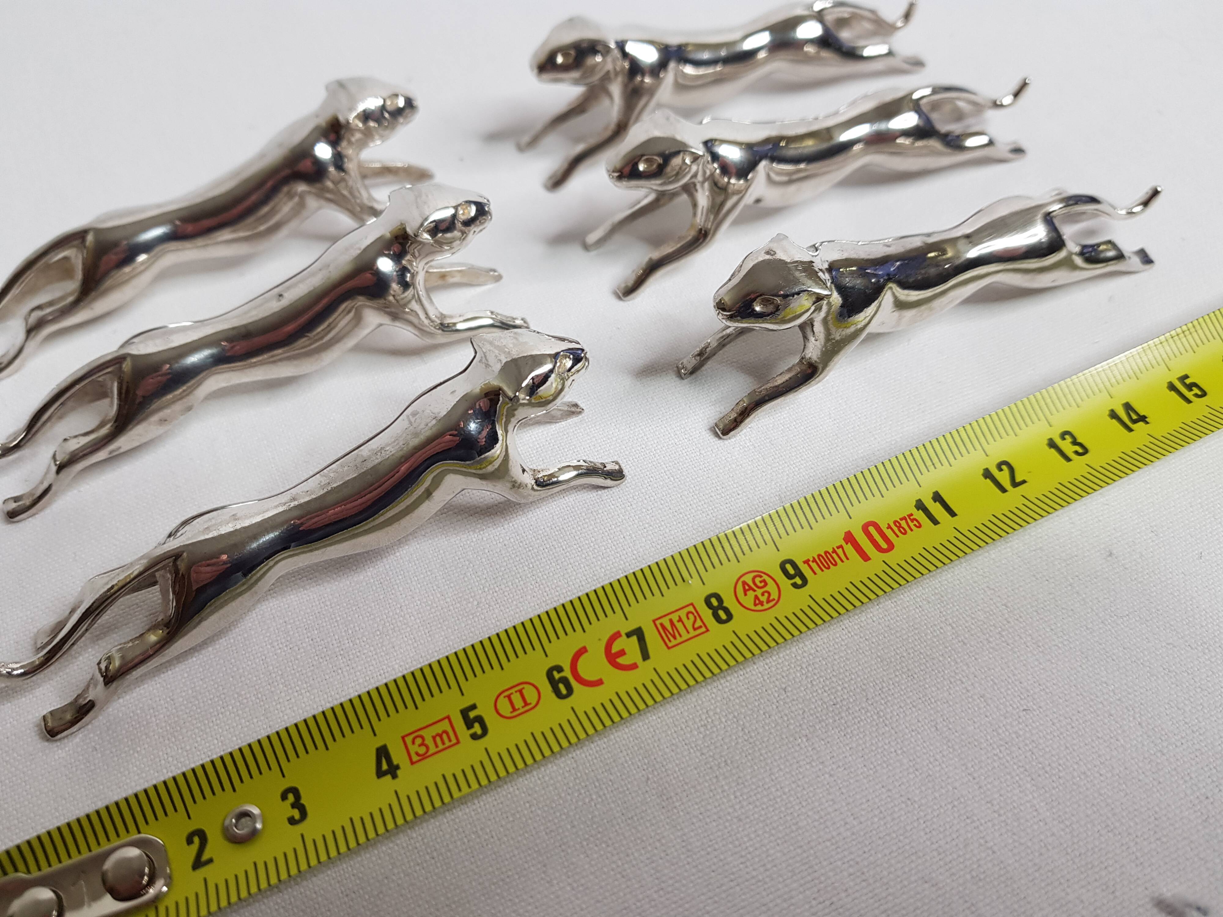 Art Deco Panther Knife Carriers (6) - Silver Metal