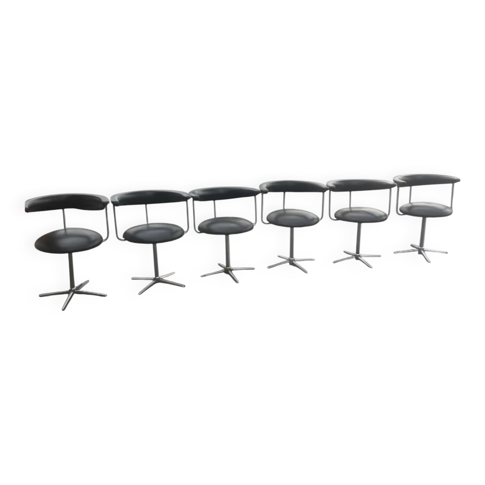 Set of 6 swivel chairs "Airport" (Model 037) by Geoffrey Harcourt
