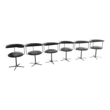 Set of 6 swivel chairs "Airport" (Model 037) by Geoffrey Harcourt