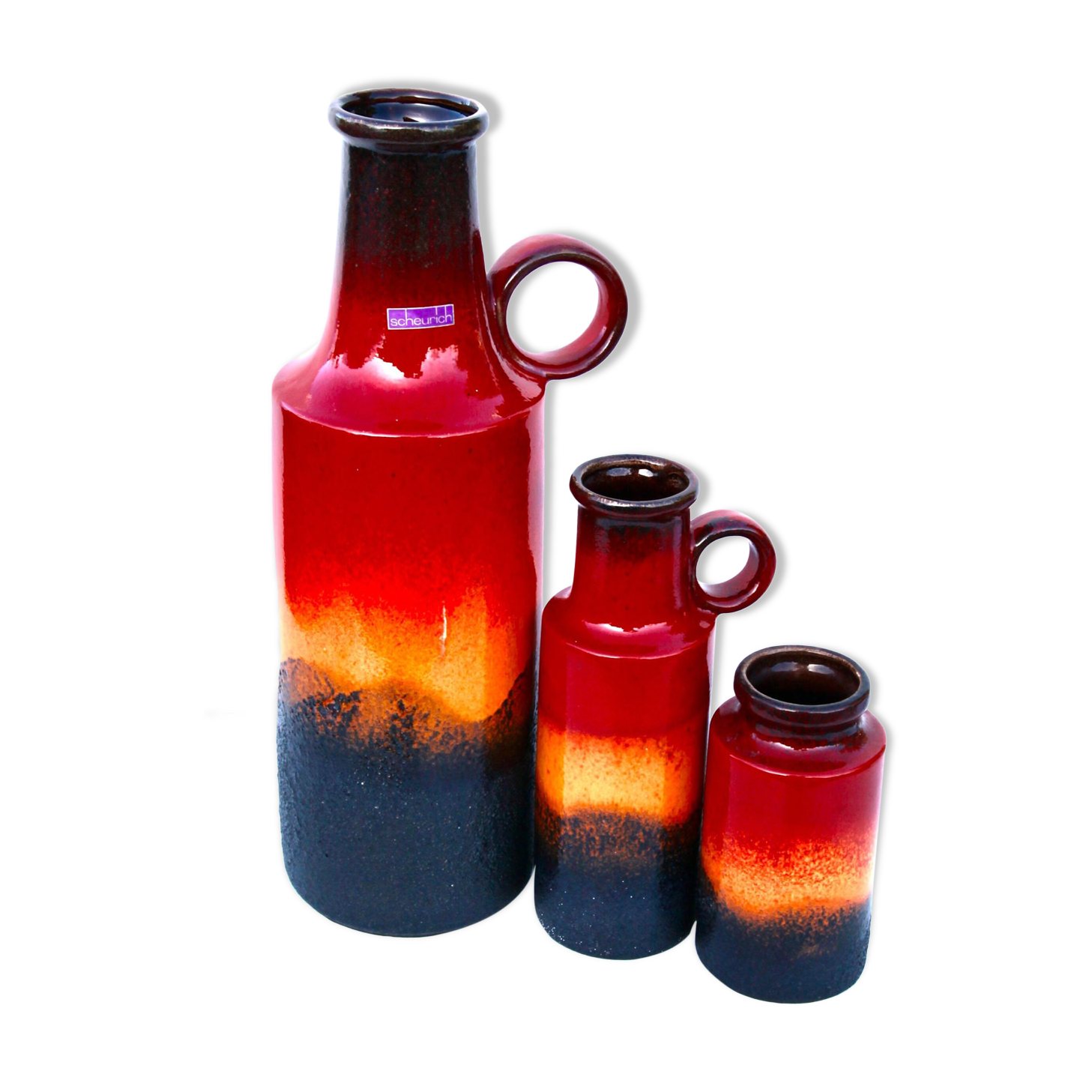 Set of 3 vintage vases, Scheurich, W-Germany, 1960