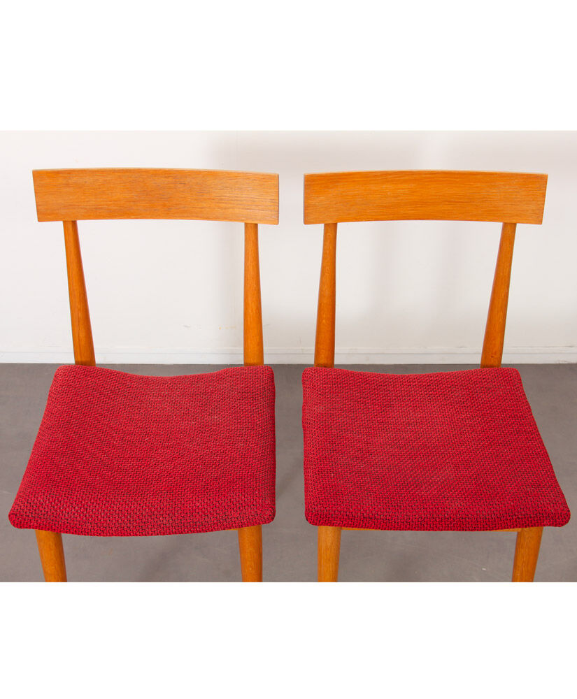 Suite 4 vintage wooden chairs, Czech made, 1960