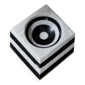 Vintage marble ashtray - black and white striped optical illusion - Art Deco Italy 1930s