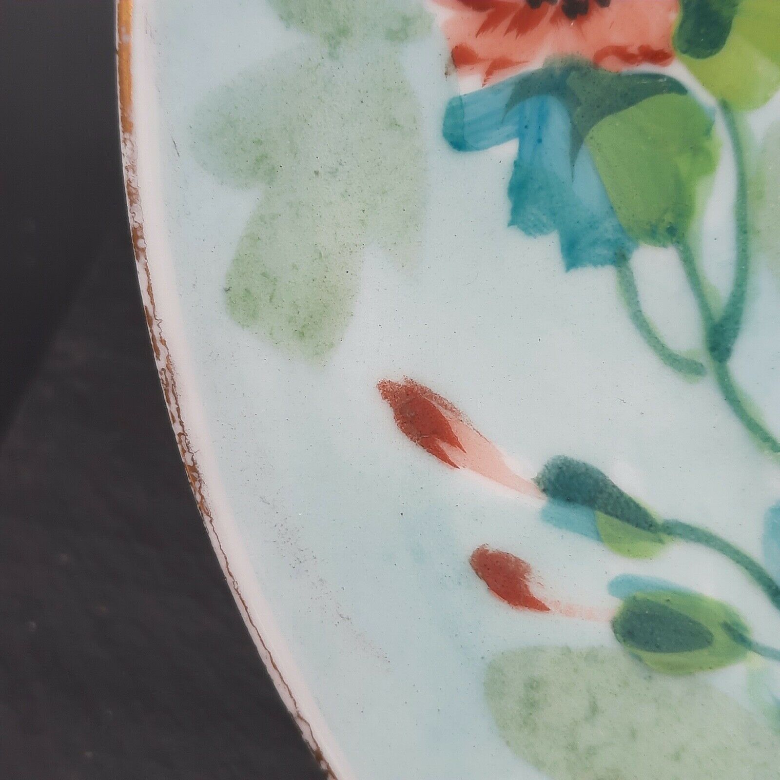 Porcelain plate decoration of flowers and birds Napoleon III XIXth