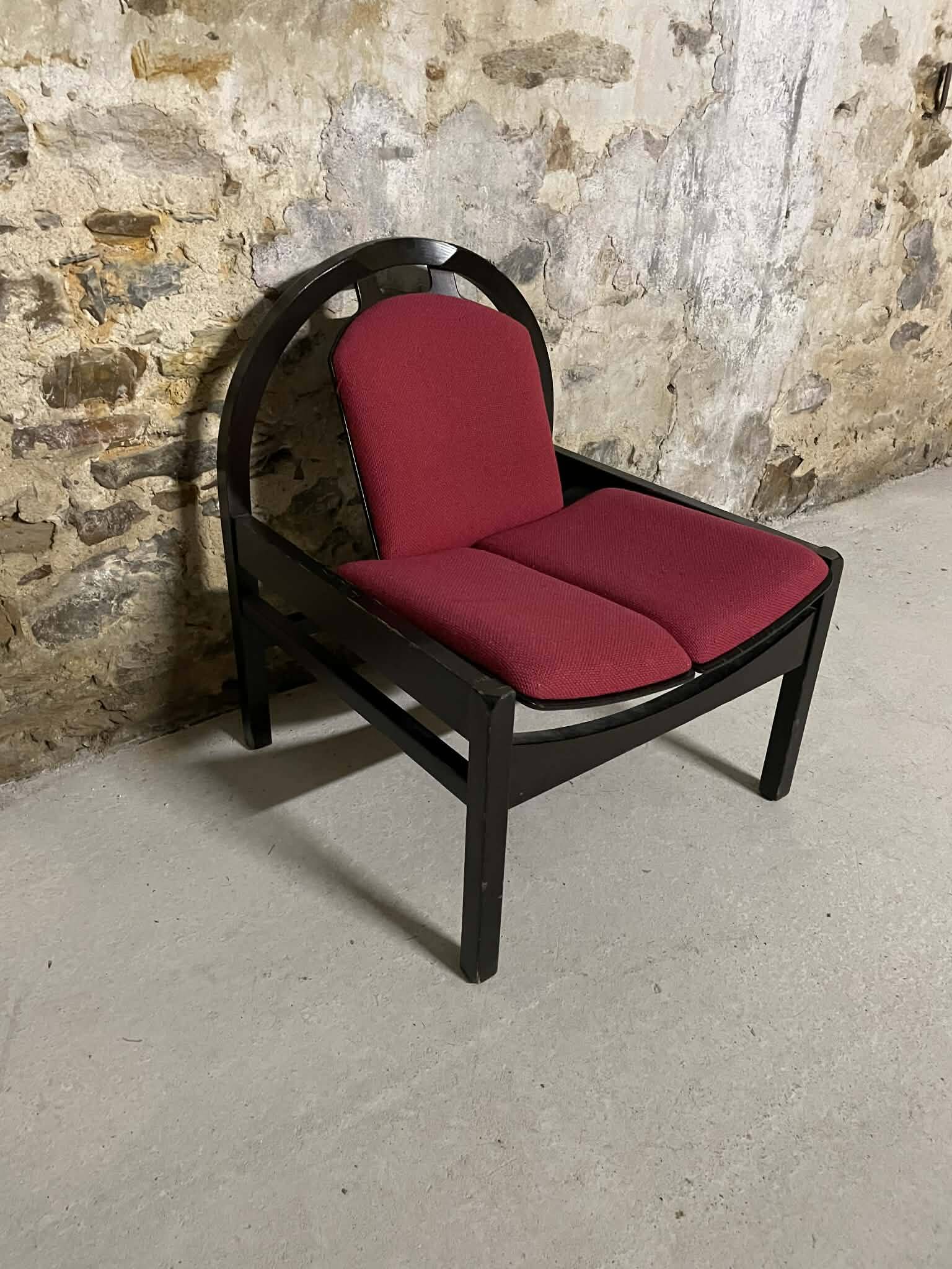 Fauteuil Baumann Argos vintage en bois noir