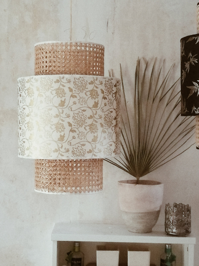 Lampshade in cannage