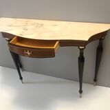 Canaletto Walnut and Beech Console with a Marble Top attr. to Paolo Buffa
