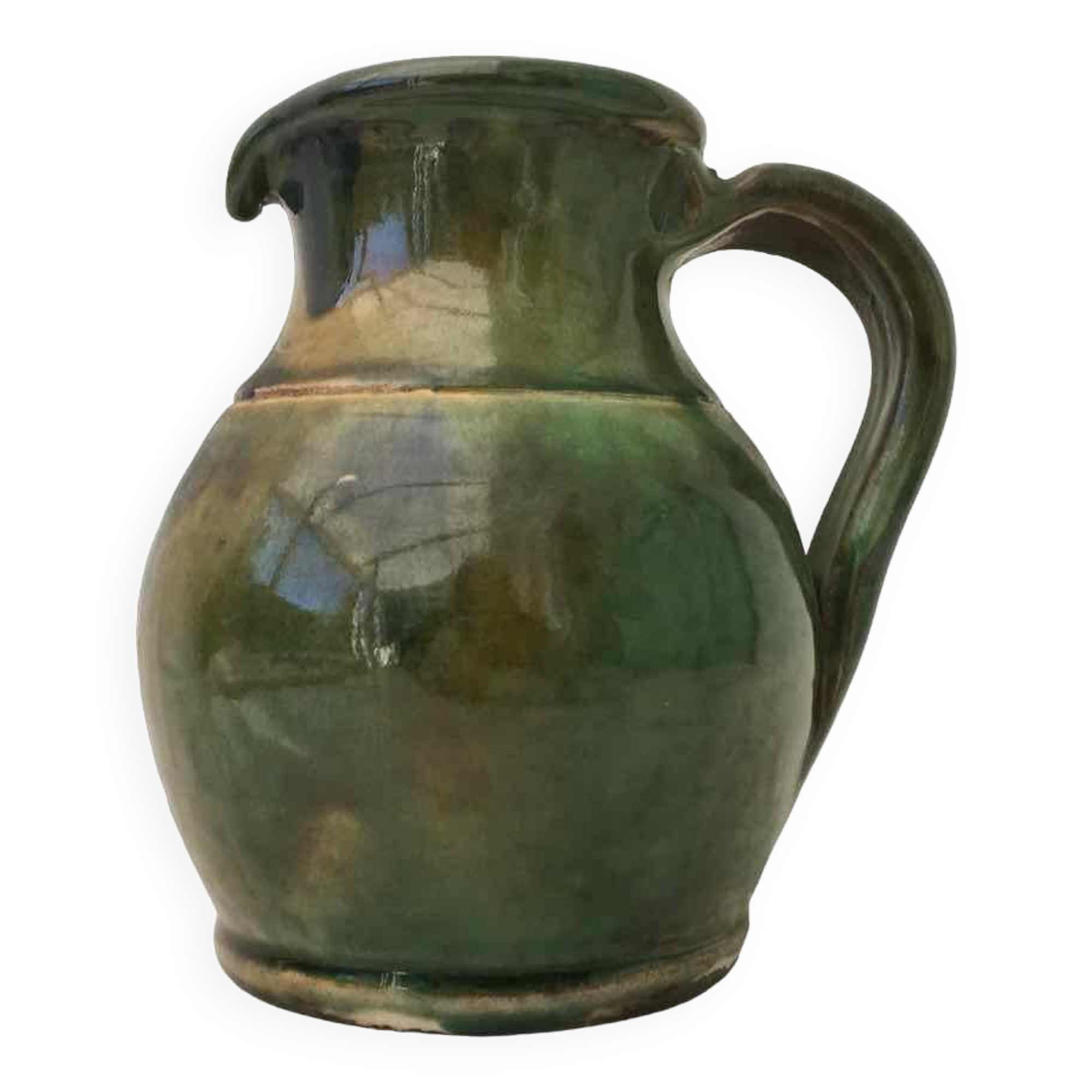 Vintage enameled terracotta pitcher