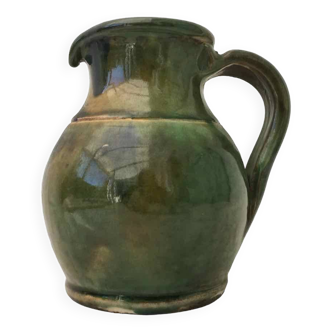 Vintage enameled terracotta pitcher