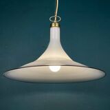Vintage white Murano glass pendant lamp, Italy, 1970s.