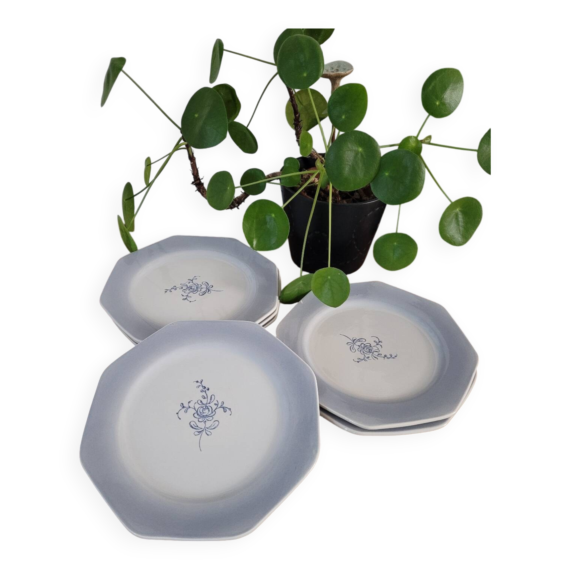 Lot de 6 assiettes à dessert octogonales Fanny St Amand