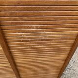 Double-column oak filing cabinet with curtains, 1950s.