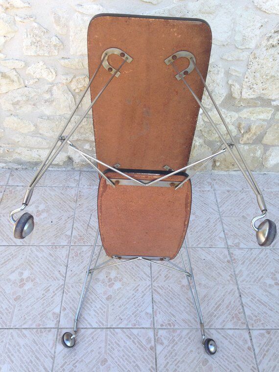 Side table / formica vintage yellow and black TV stand