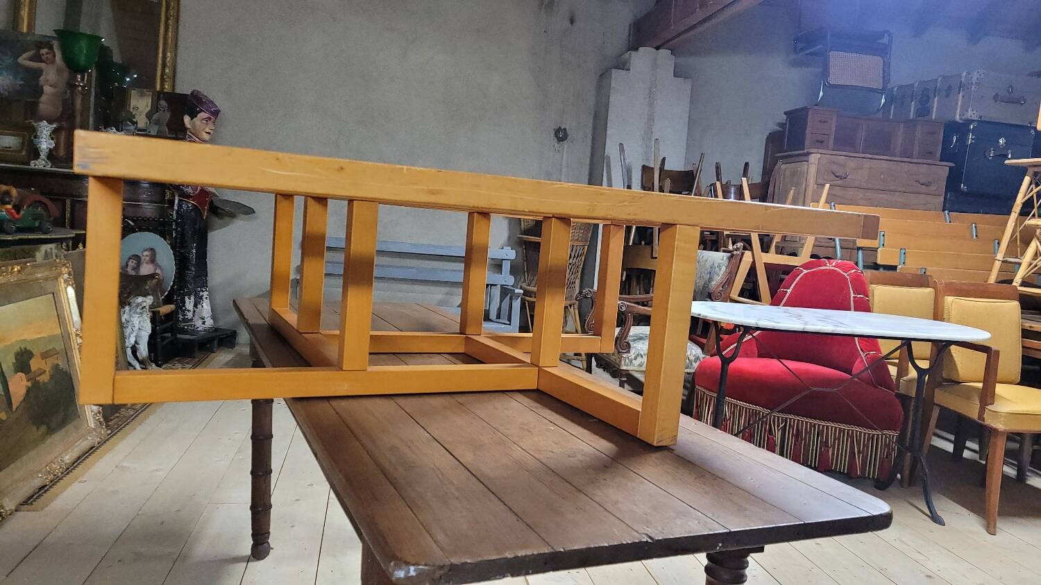 Modernist vintage square coffee table, in wood and old glass
