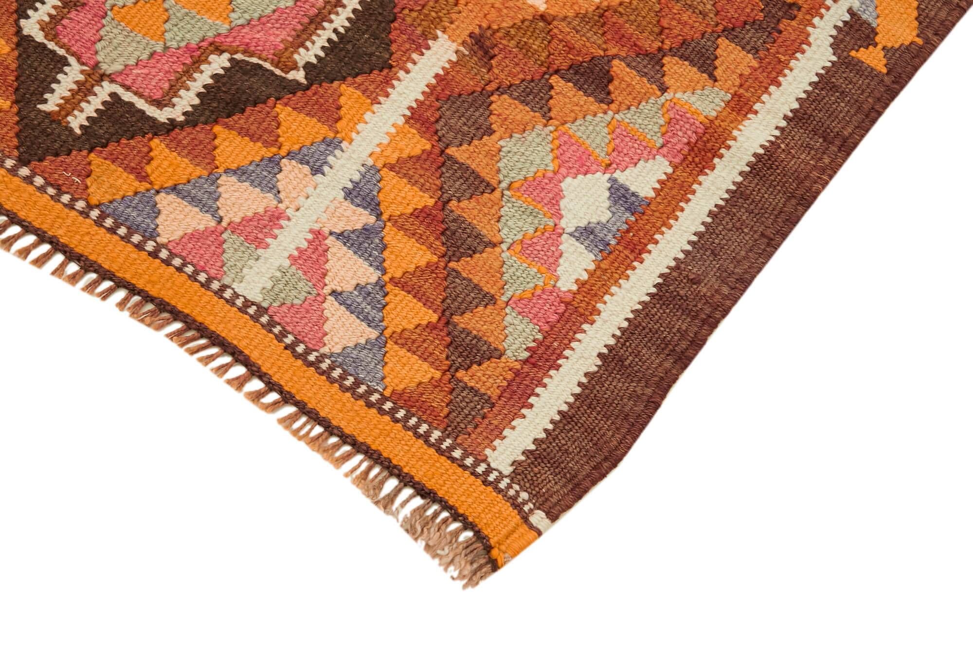 Turkish Handwoven Vintage Herki Kilim 90 cm x 328 cm