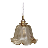 Vintage tulip pendant light in amber glass
