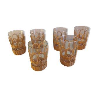 Ensemble de 6 anciens verres à eau