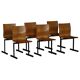 Set of 6 stackable industrial chairs by Niels Larsen, black metal and oak, 1960s.