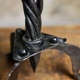Pair of brutalist wrought iron candlesticks