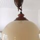 Old large pulley chandelier in brass and glass