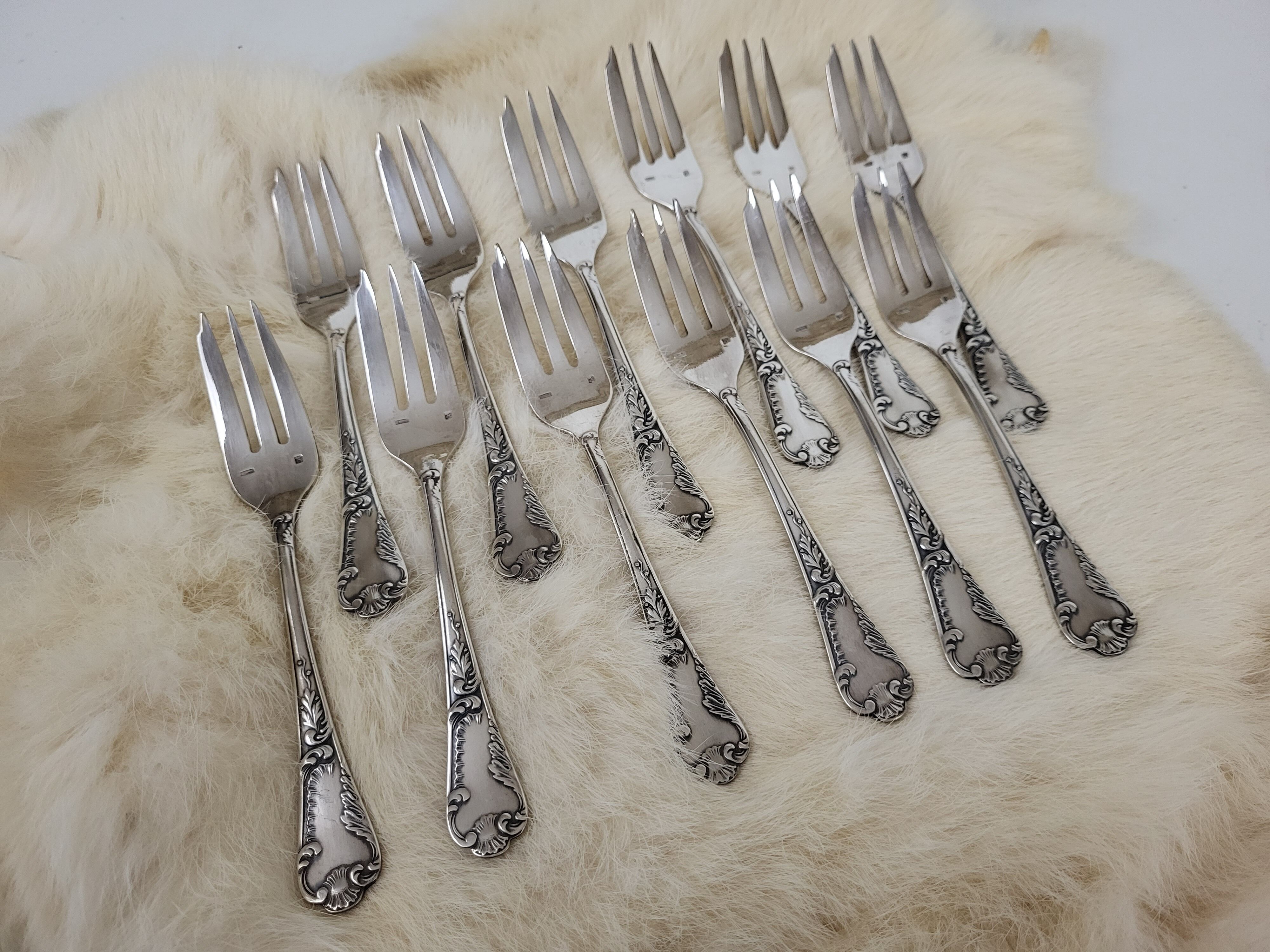 Set of 12 dessert forks Silver metal François Frionnet