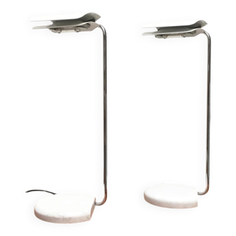 Vintage italian table lamps tegola by bruno gecchelin for blu italia, set of 2